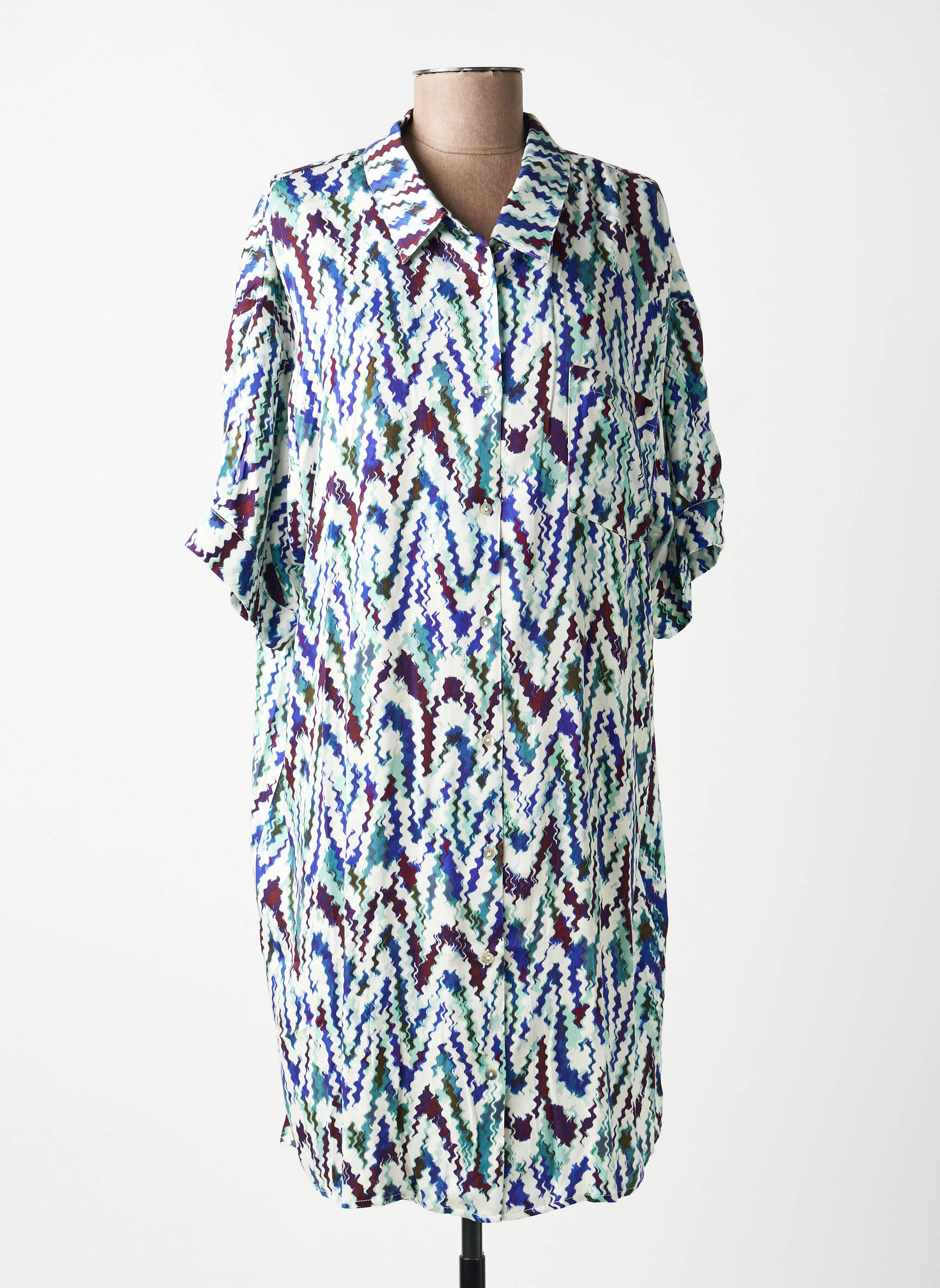 Robe mi-longue coupe fluide manches longues vert MOLLY BRACKEN femme