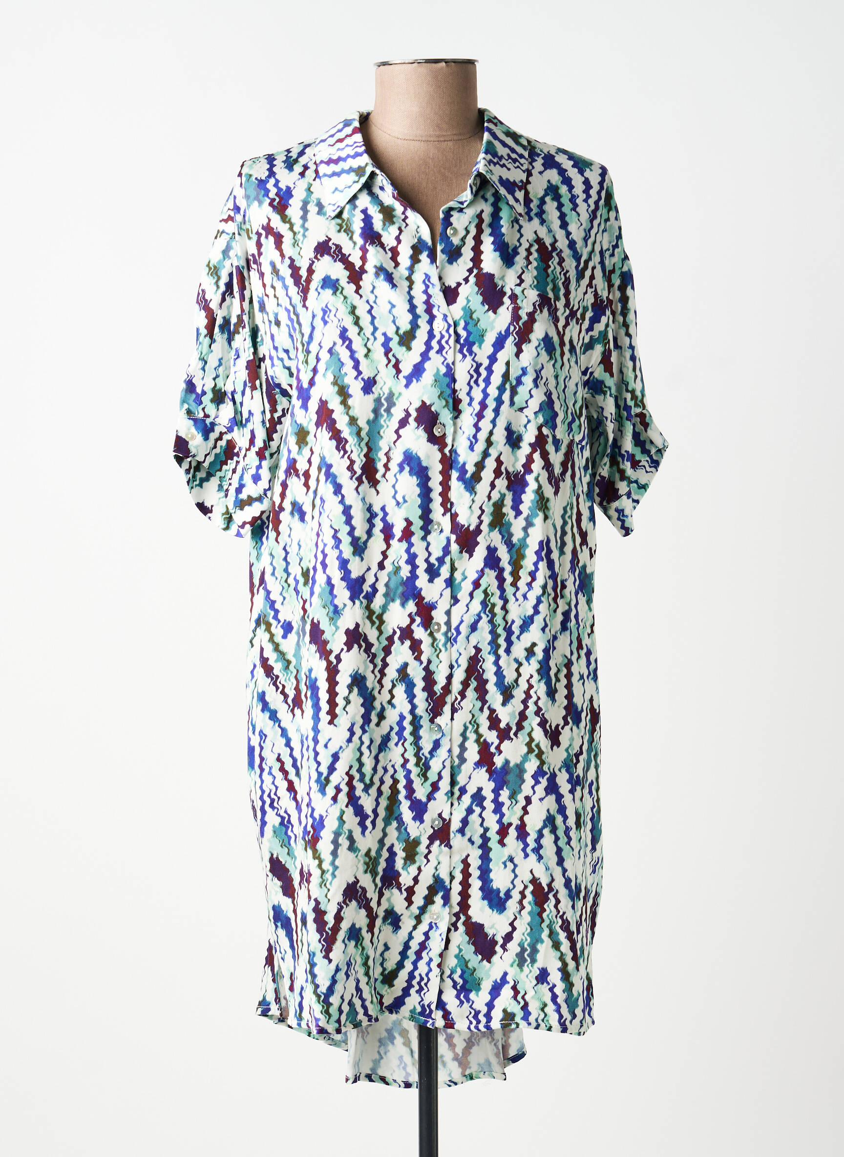 Robe mi-longue coupe fluide manches longues vert MOLLY BRACKEN femme