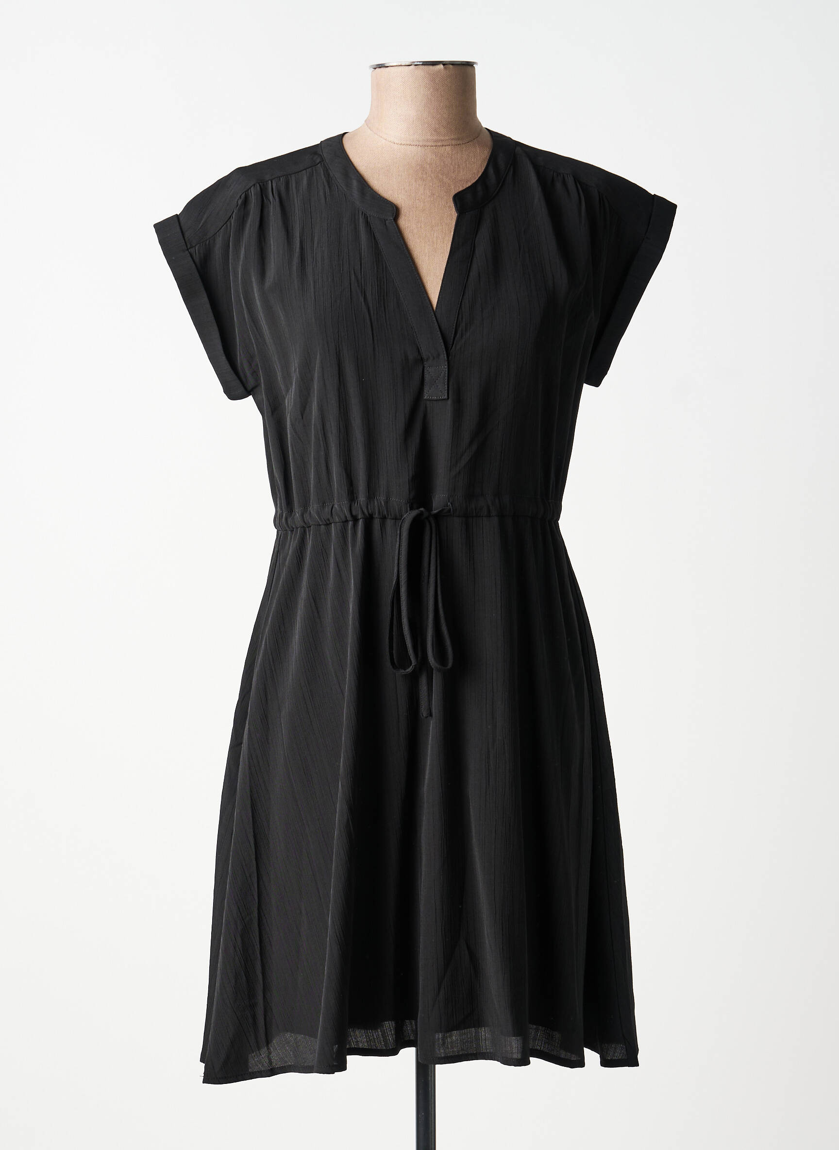 Robe mi-longue coupe fluide manches courtes noir MOLLY BRACKEN femme