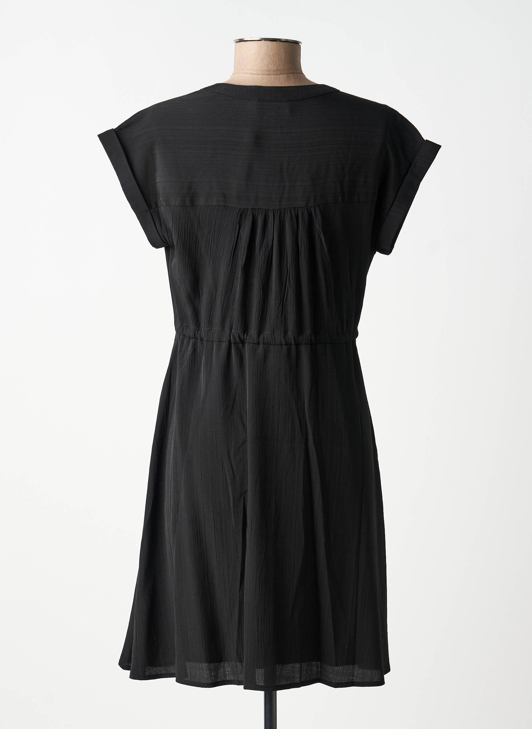 Robe mi-longue coupe fluide manches courtes noir MOLLY BRACKEN femme