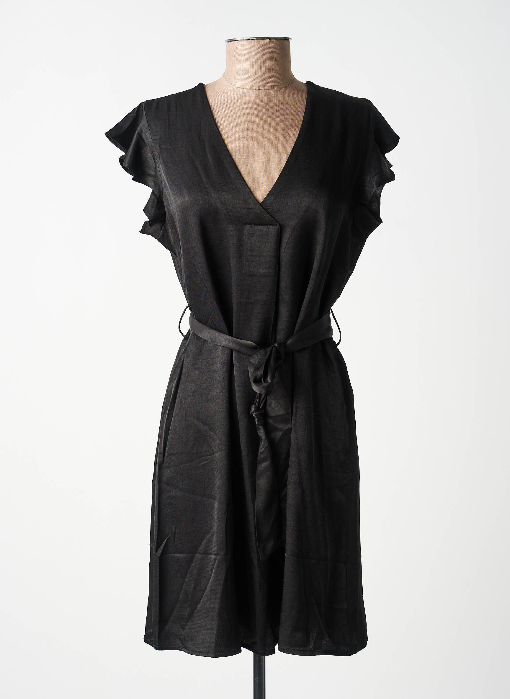 Robe mi-longue coupe fluide manches courtes noir MOLLY BRACKEN femme