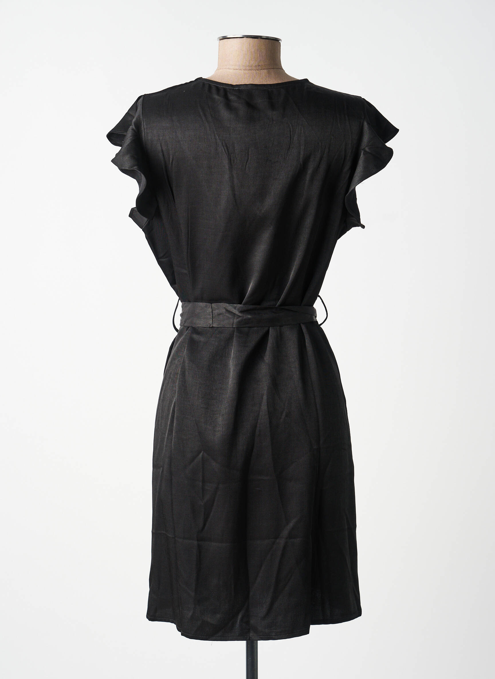 Robe mi-longue coupe fluide manches courtes noir MOLLY BRACKEN femme