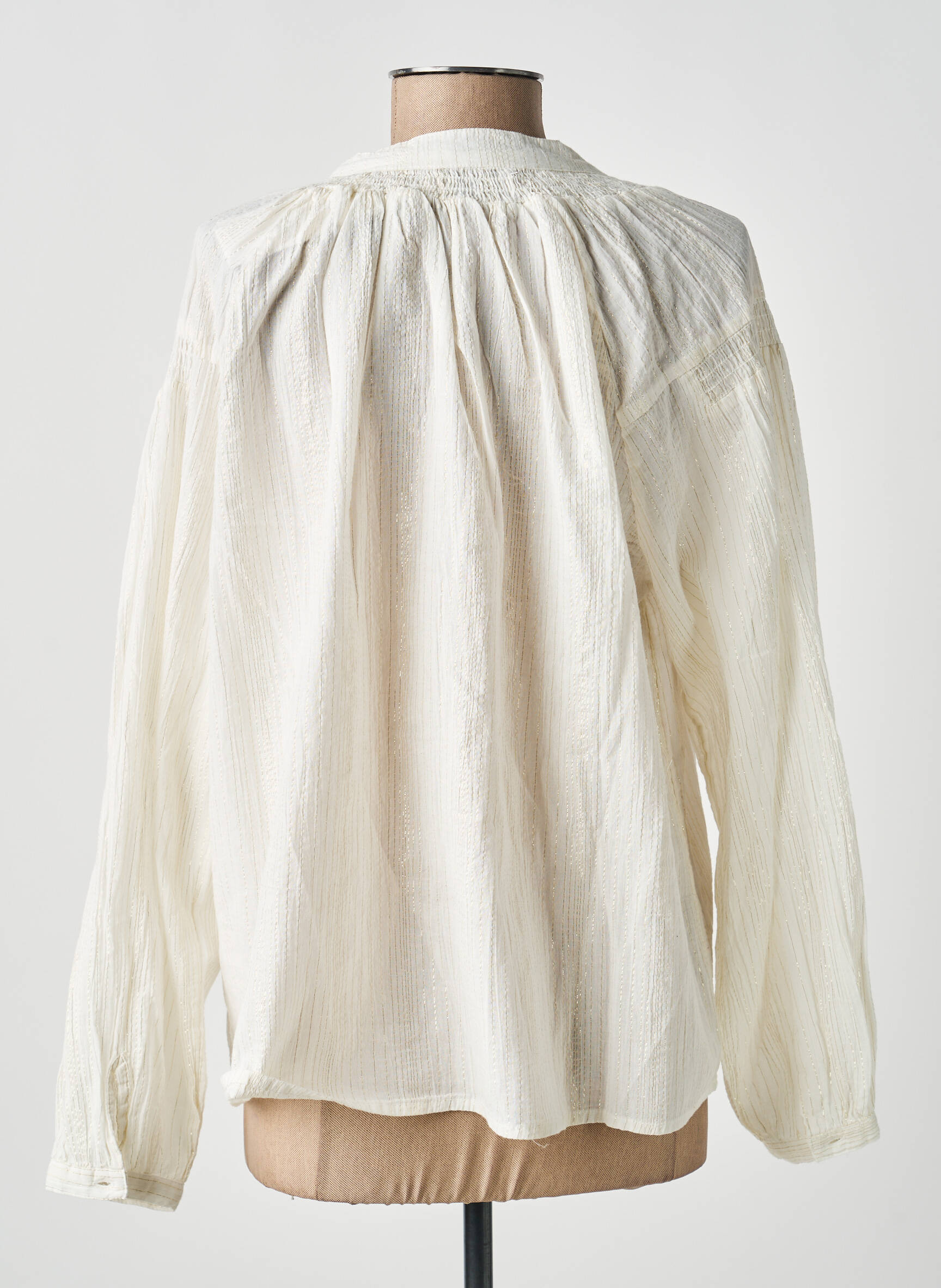 Chemisier tissage popeline manches longues beige MOLLY BRACKEN femme