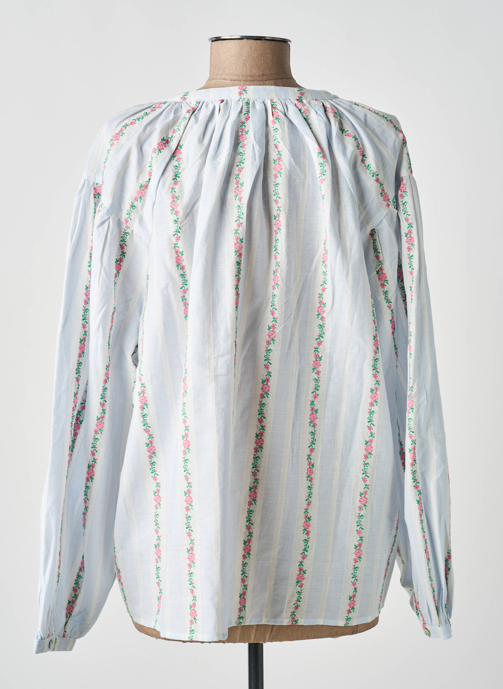 Blouse tissage popeline manches longues bleu MOLLY BRACKEN femme