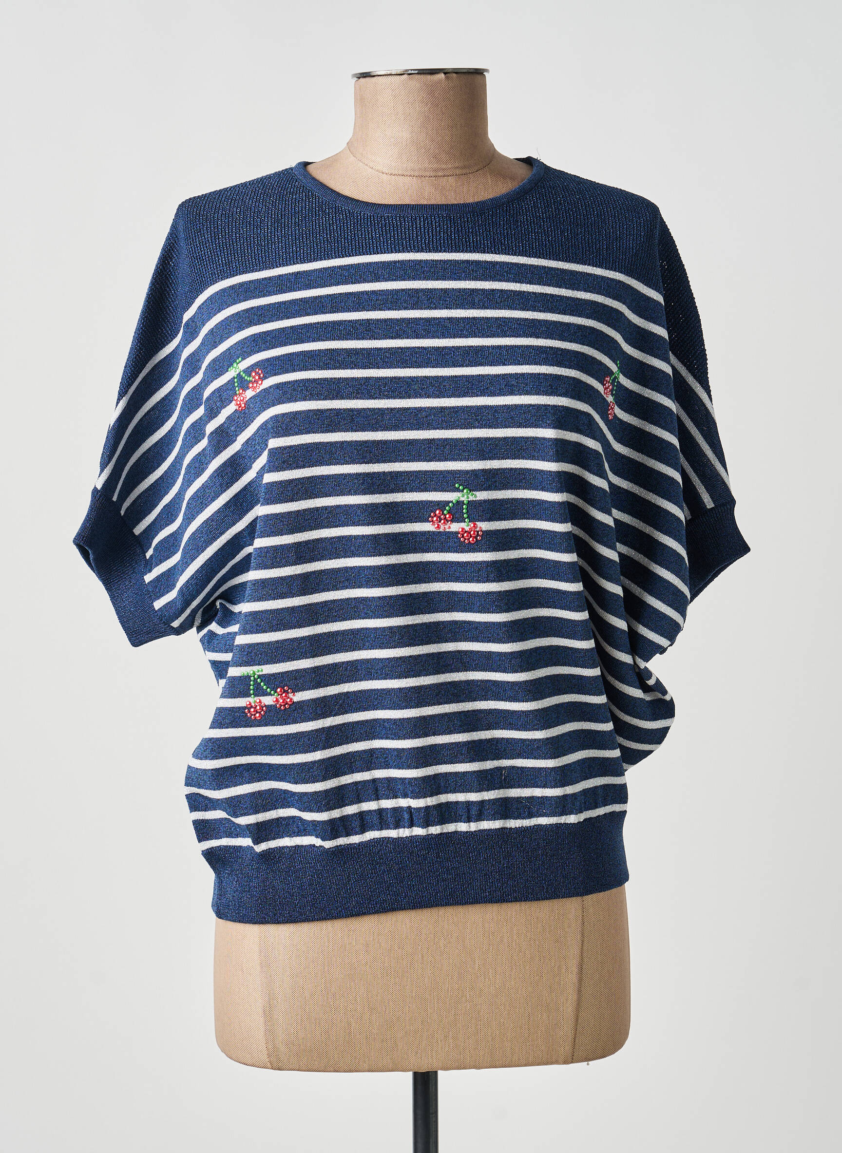 Top stretch manches courtes bleu MOLLY BRACKEN femme