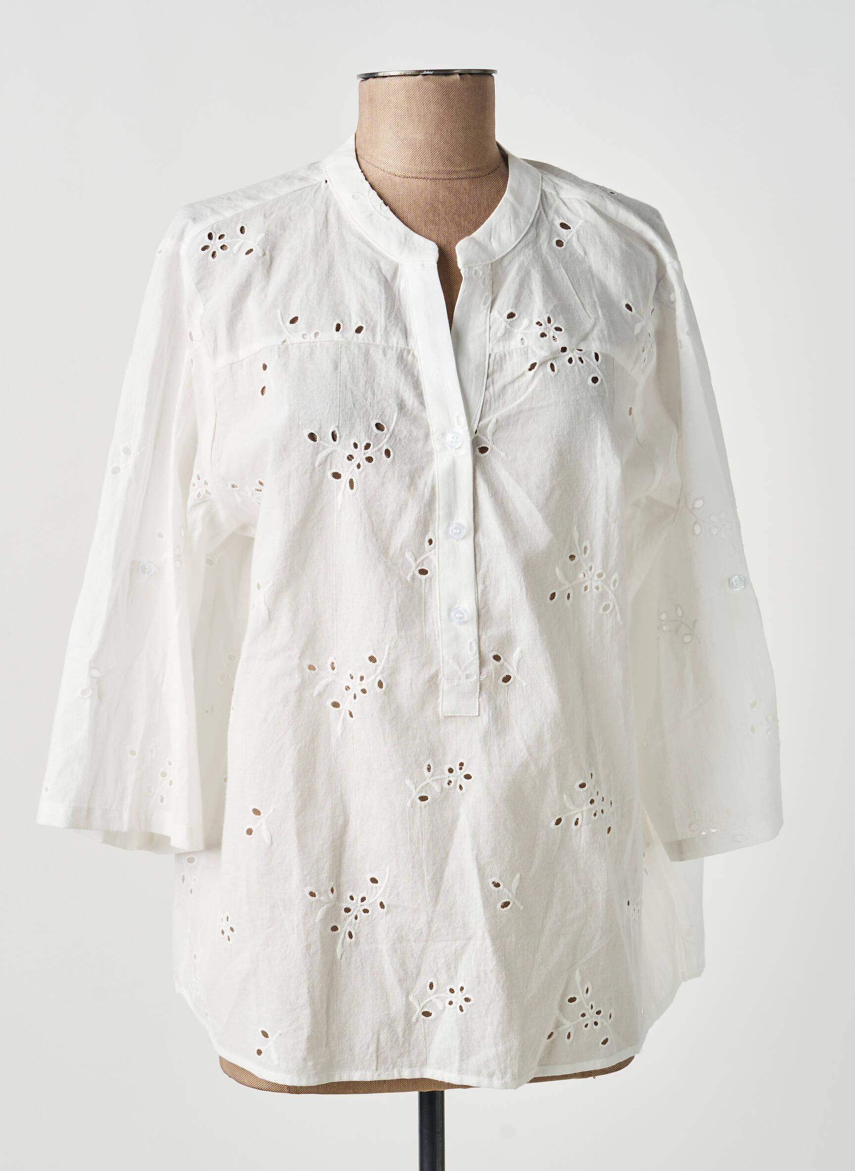 Blouse tissage popeline manches longues blanc MOLLY BRACKEN femme