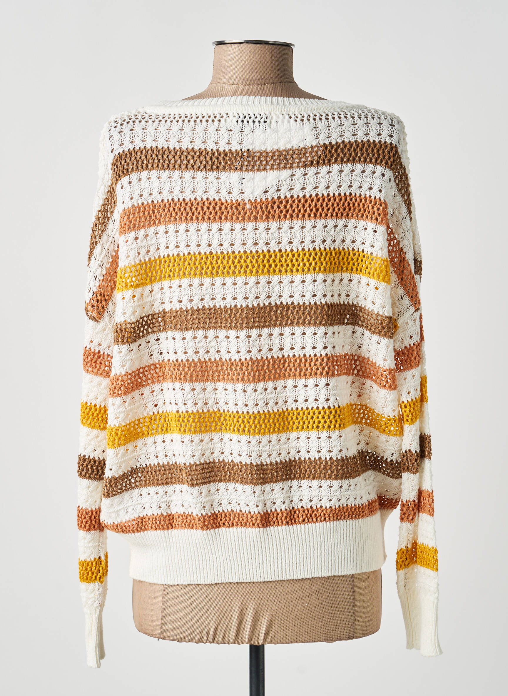 Pull maille ajourée manches longues marron MOLLY BRACKEN femme
