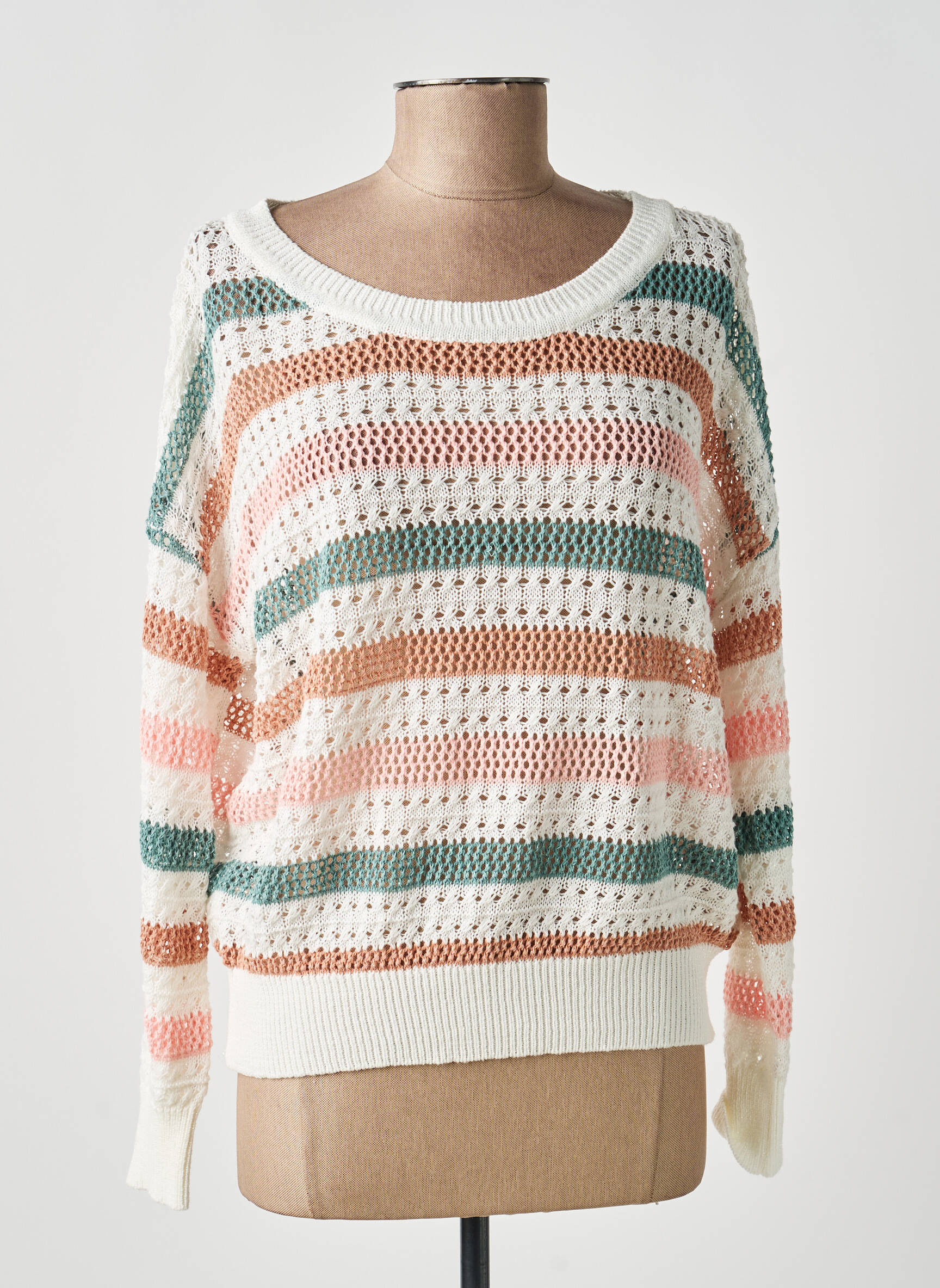 Pull maille ajourée manches longues rose MOLLY BRACKEN femme