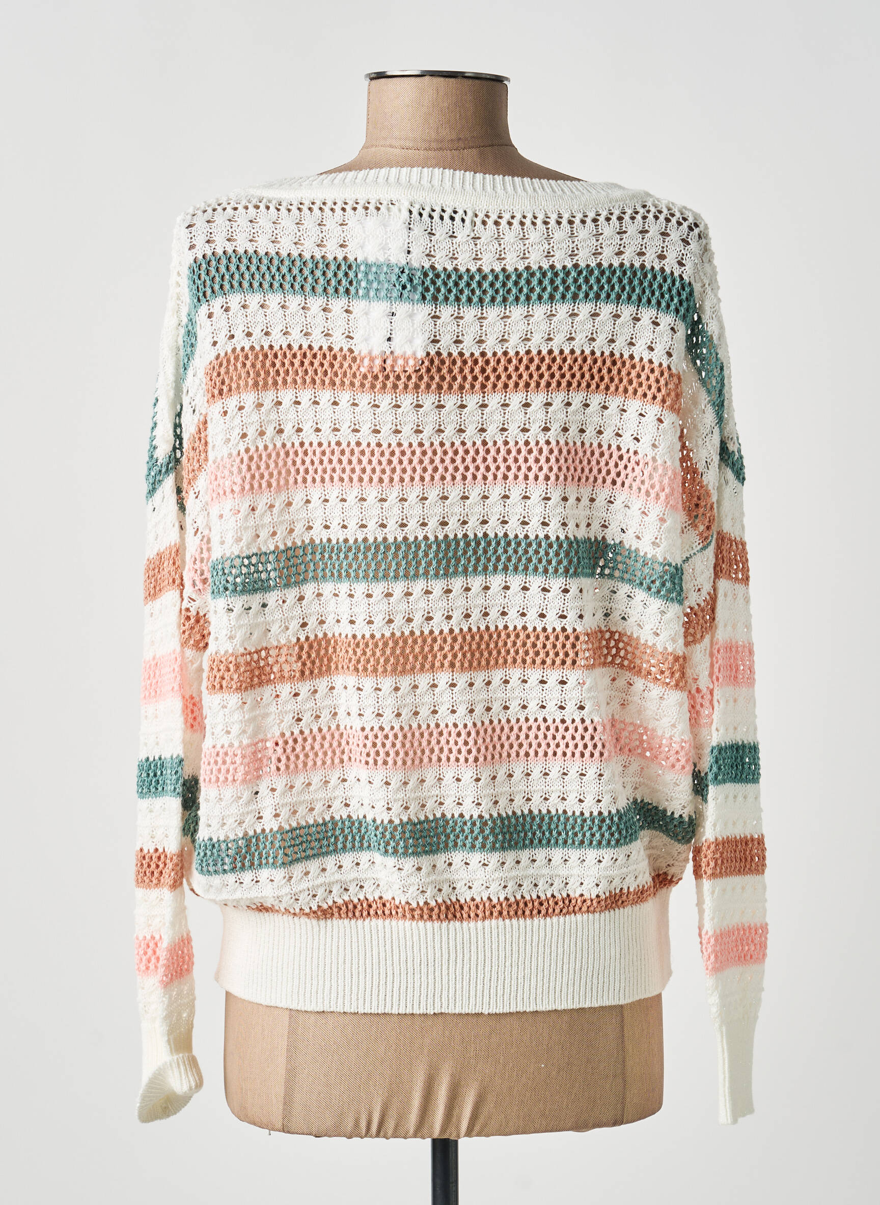 Pull maille ajourée manches longues rose MOLLY BRACKEN femme