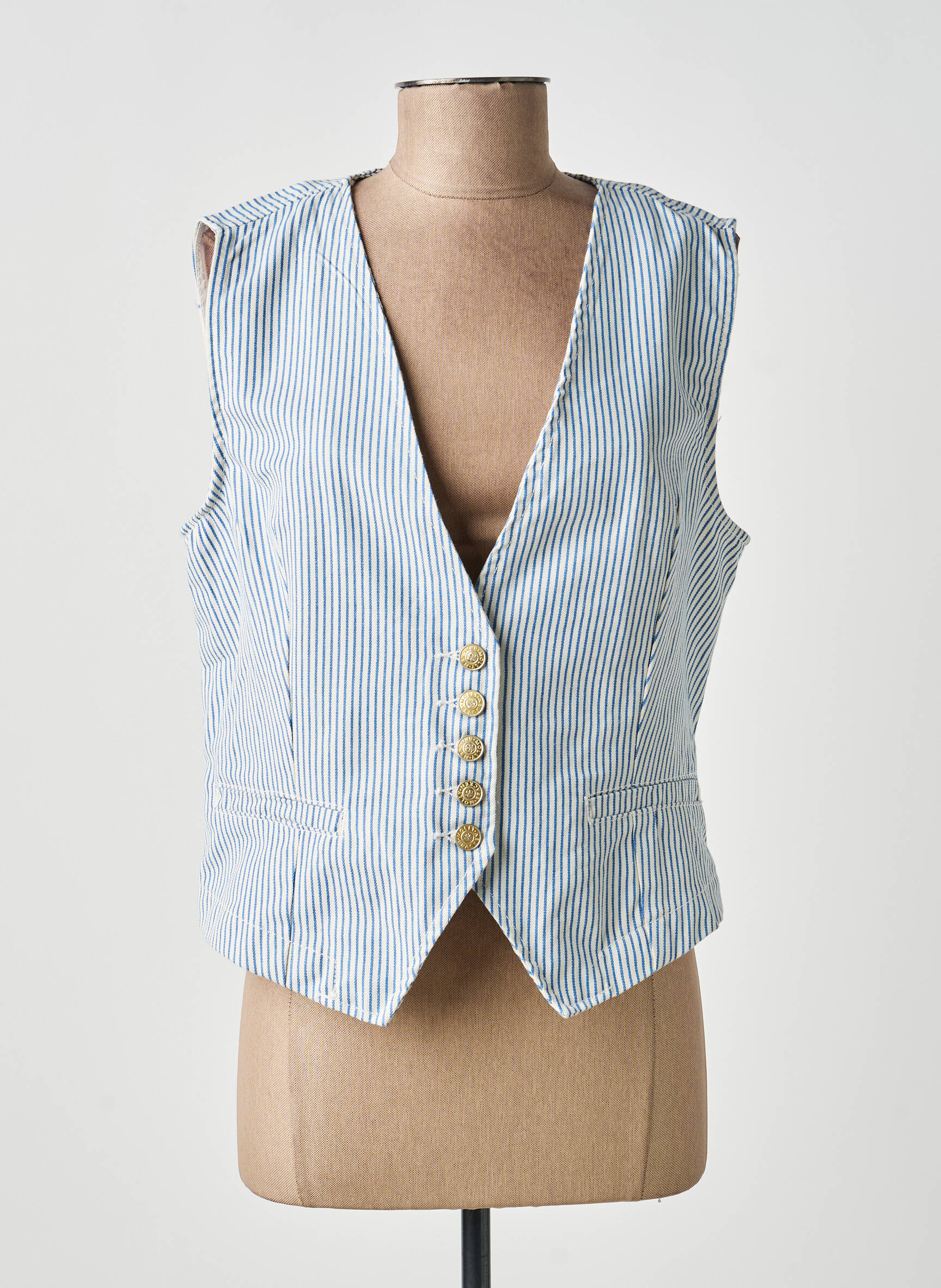 Gilet sans manche poches bleu MOLLY BRACKEN femme