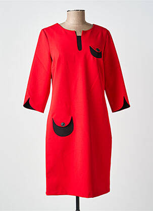 Robe mi-longue manches 3/4 manches 3/4 rouge GUY DUBOUIS femme