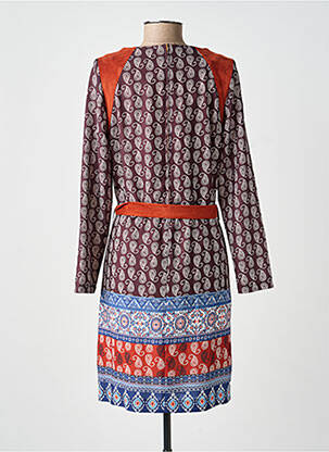 Robe mi-longue tissage crêpe manches longues rouge FRANCE RIVOIRE femme