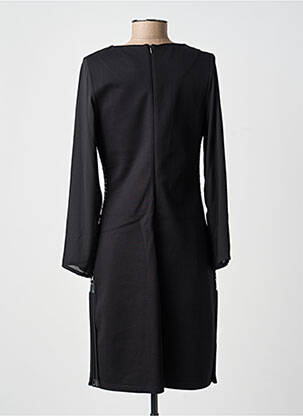 Robe mi-longue imprimé fantaisie manches longues noir IMPULSION femme