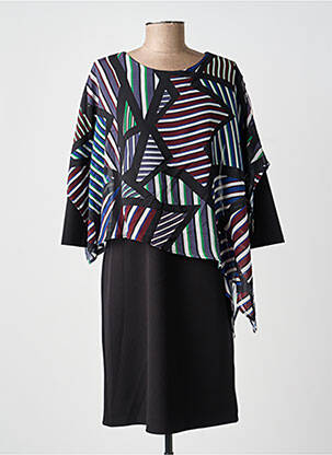 Robe mi-longue manches 3/4 manches 3/4 noir GUY DUBOUIS femme