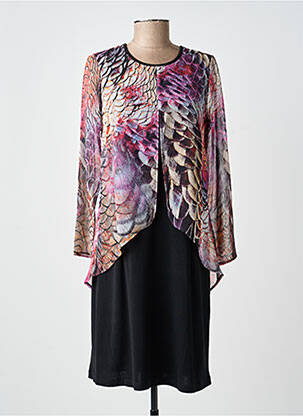 Robe mi-longue manches 3/4 manches 3/4 noir GUY DUBOUIS femme
