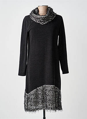 Robe mi-longue manches longues manches longues noir MERI & ESCA femme