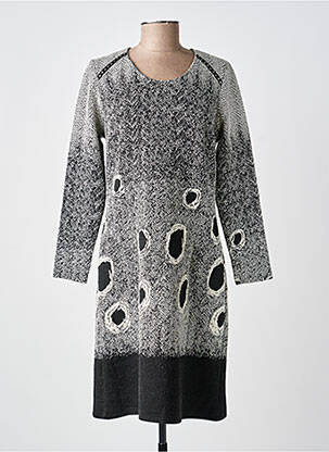 Robe mi-longue manches longues manches longues noir GUY DUBOUIS femme