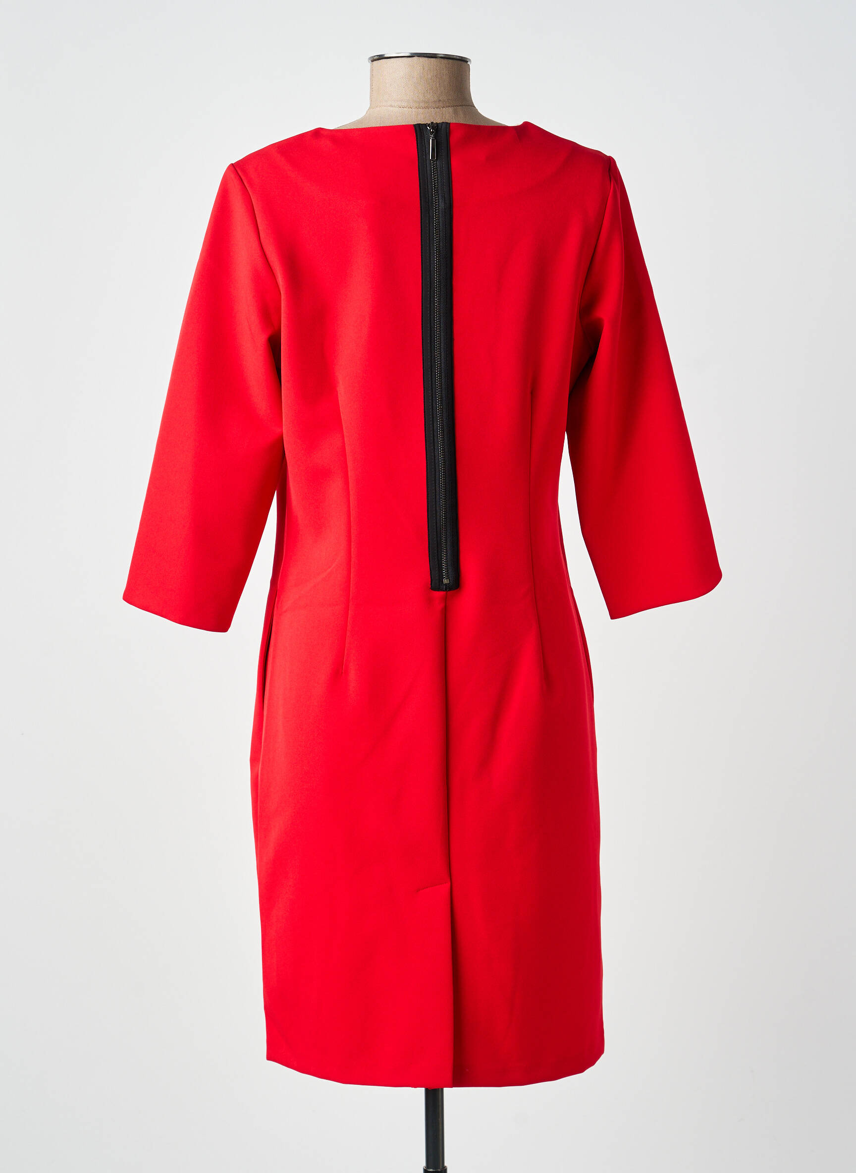 Robe mi-longue manches 3/4 manches 3/4 rouge GUY DUBOUIS femme
