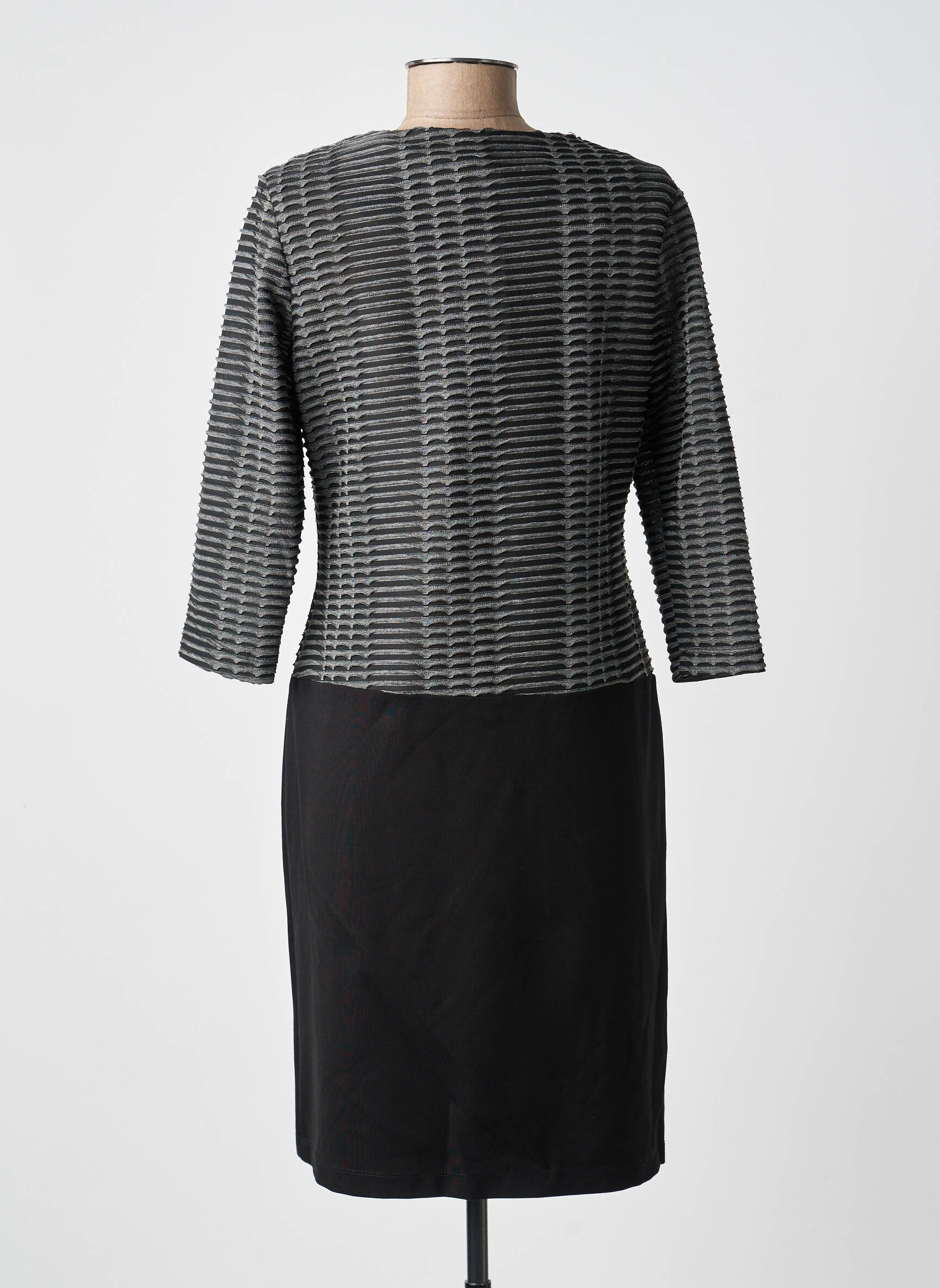 Robe mi-longue manches 3/4 manches 3/4 gris GUY DUBOUIS femme