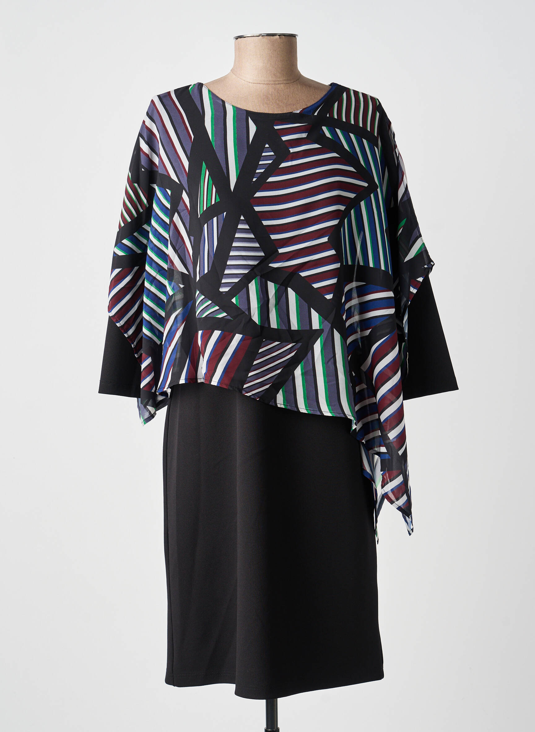 Robe mi-longue manches 3/4 manches 3/4 noir GUY DUBOUIS femme