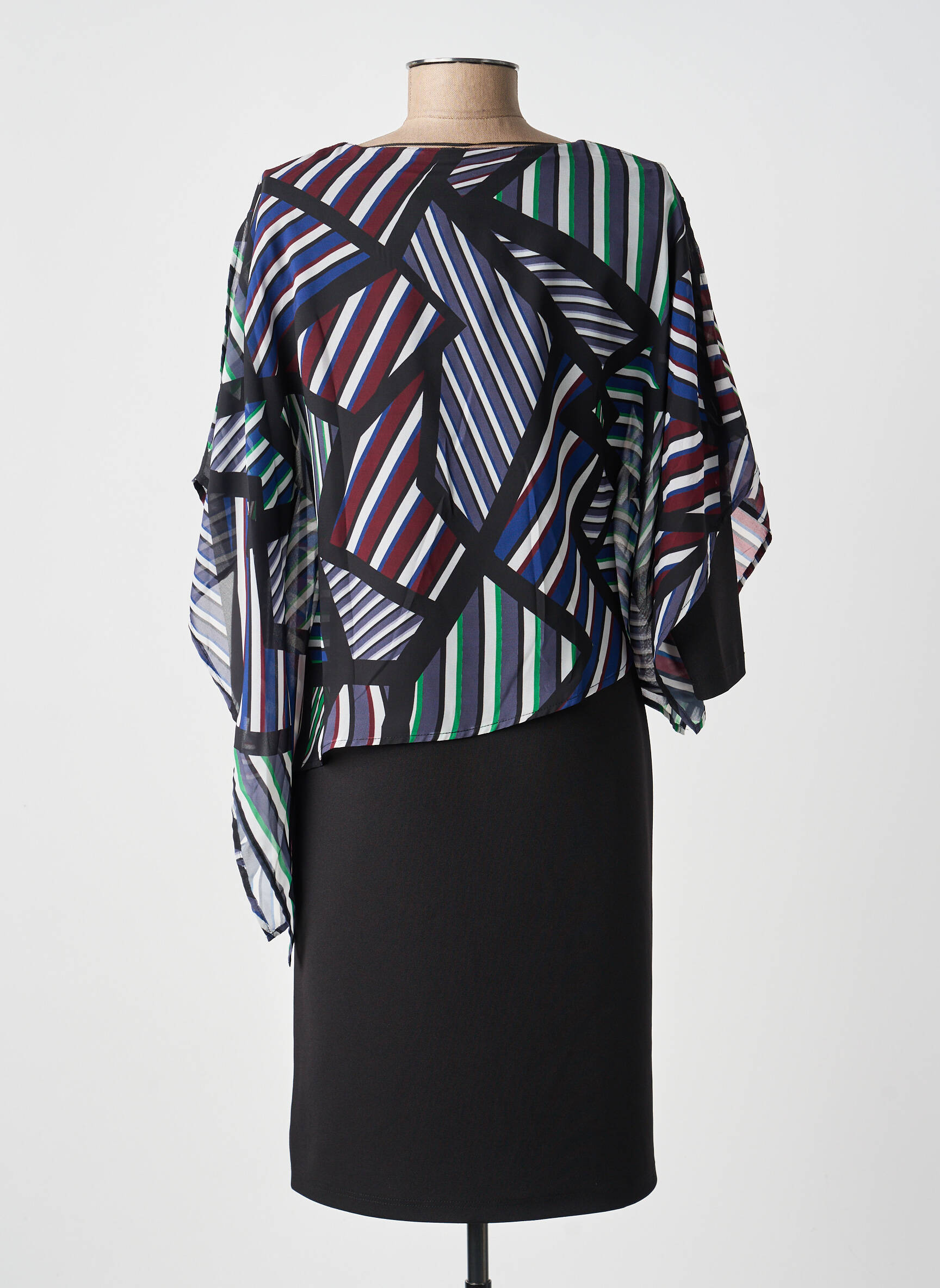 Robe mi-longue manches 3/4 manches 3/4 noir GUY DUBOUIS femme
