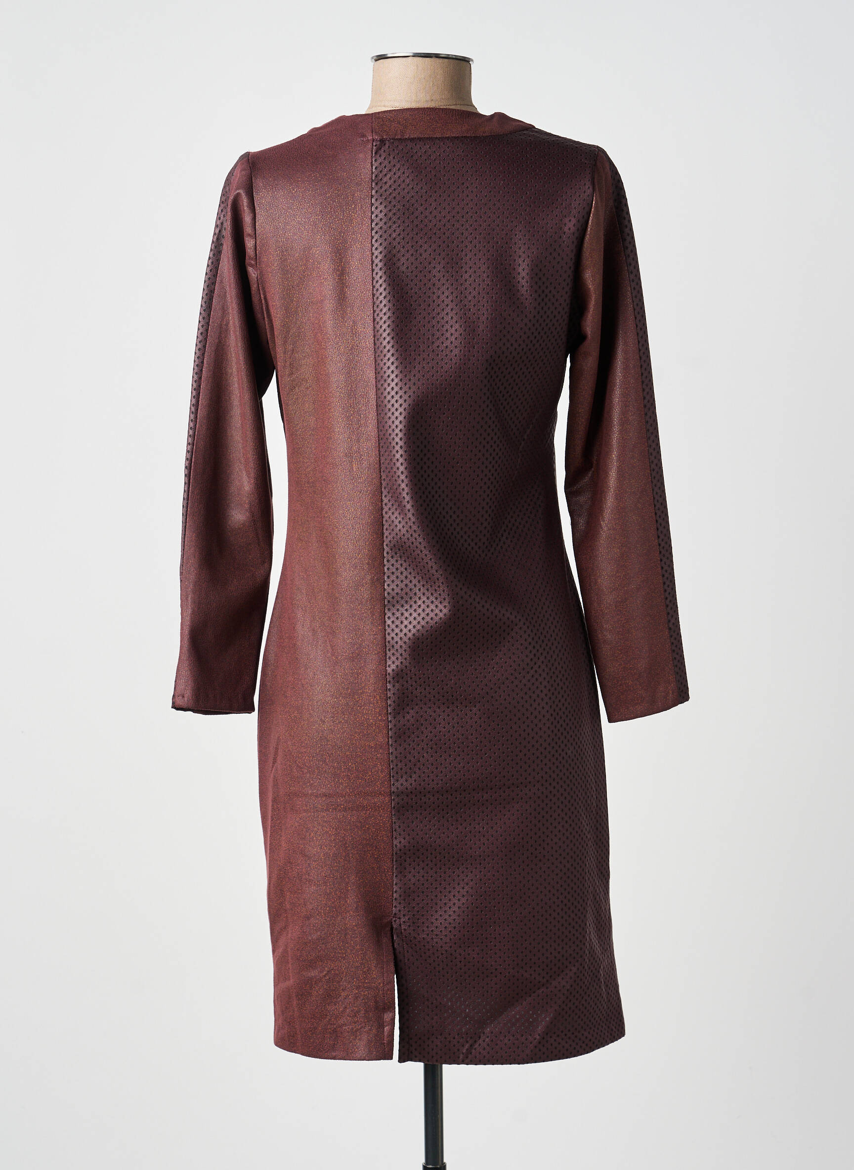 Robe courte manches longues manches longues marron FRANCE RIVOIRE femme