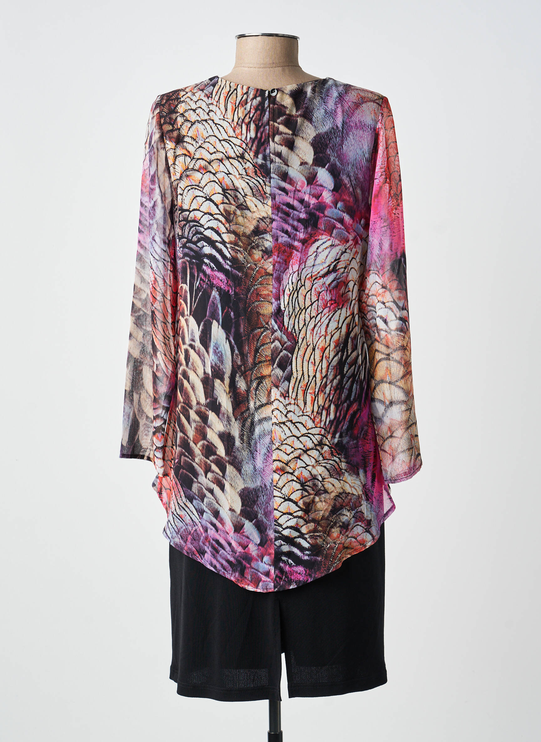 Robe mi-longue manches 3/4 manches 3/4 noir GUY DUBOUIS femme