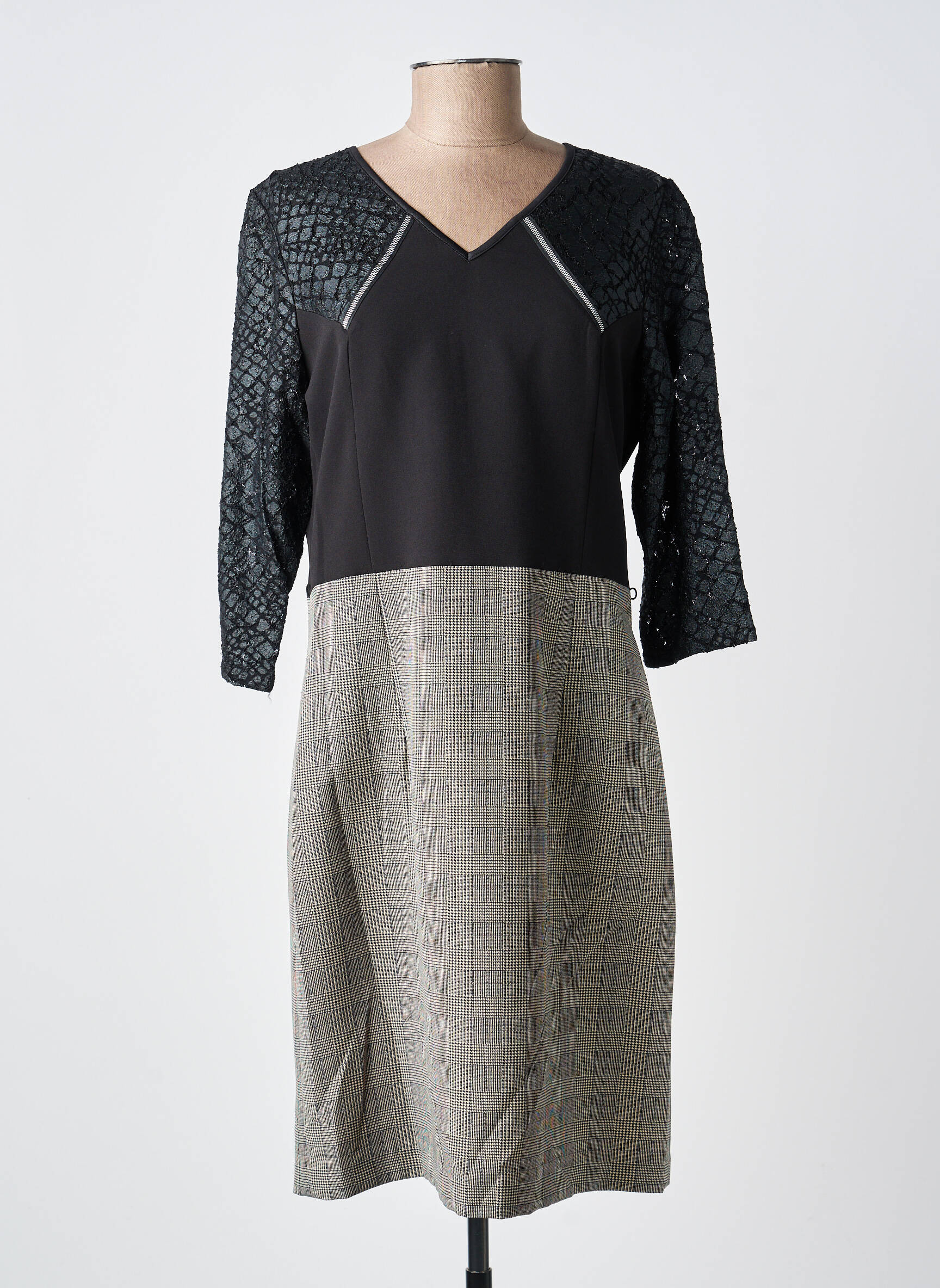 Robe mi-longue manches 3/4 manches 3/4 noir MERI & ESCA femme