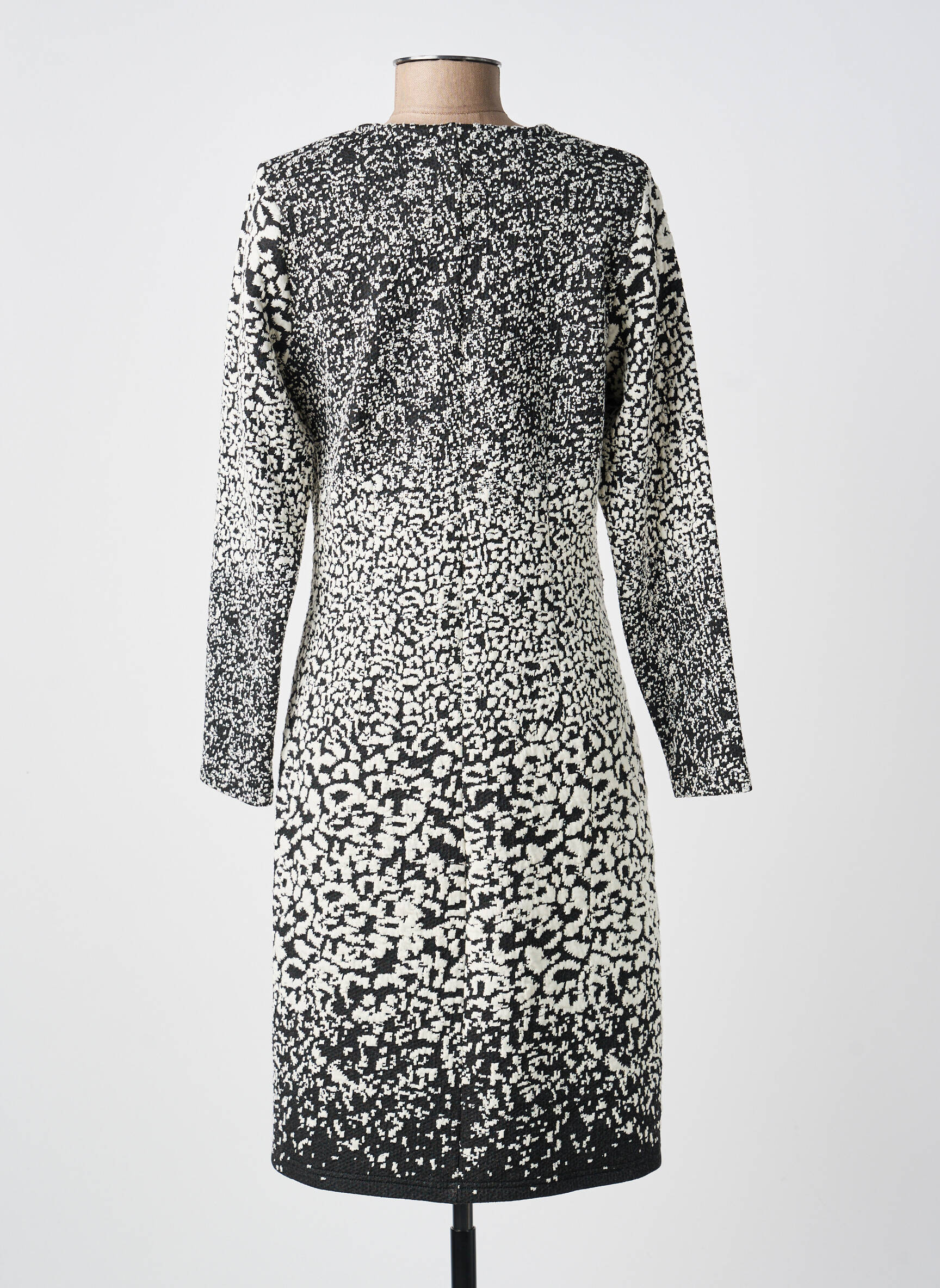 Robe mi-longue manches longues manches longues noir GUY DUBOUIS femme