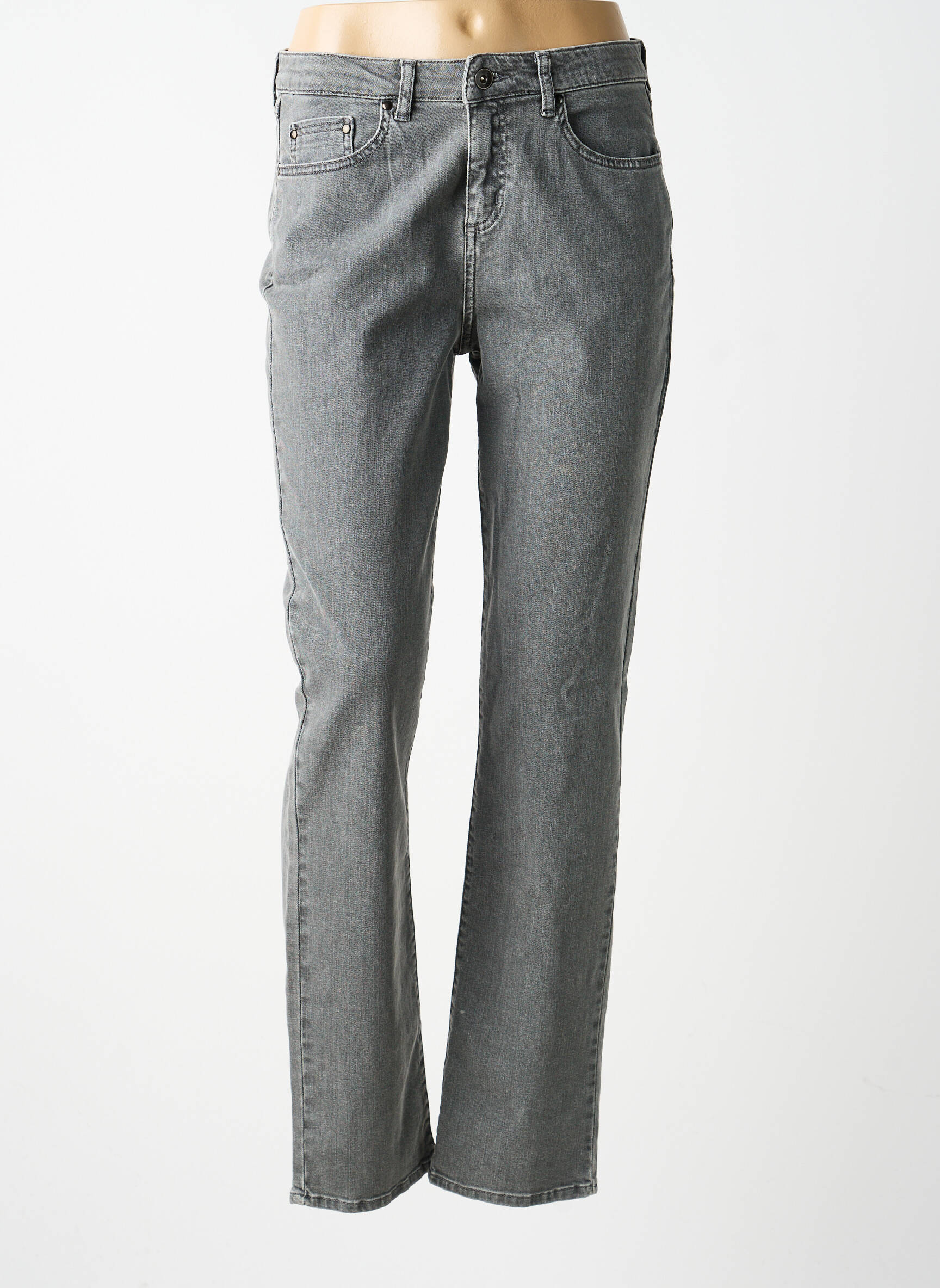 Jeans coupe slim tissage brut taille normale gris GUY DUBOUIS femme