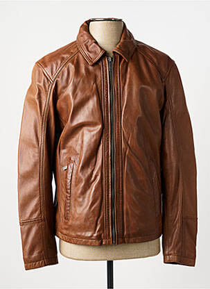 Veste en cuir coupe cintrée marron OAKWOOD homme