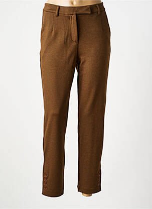 Pantalon chino fermeture zippée sous rabat avec crochet taille normale marron LCDN femme