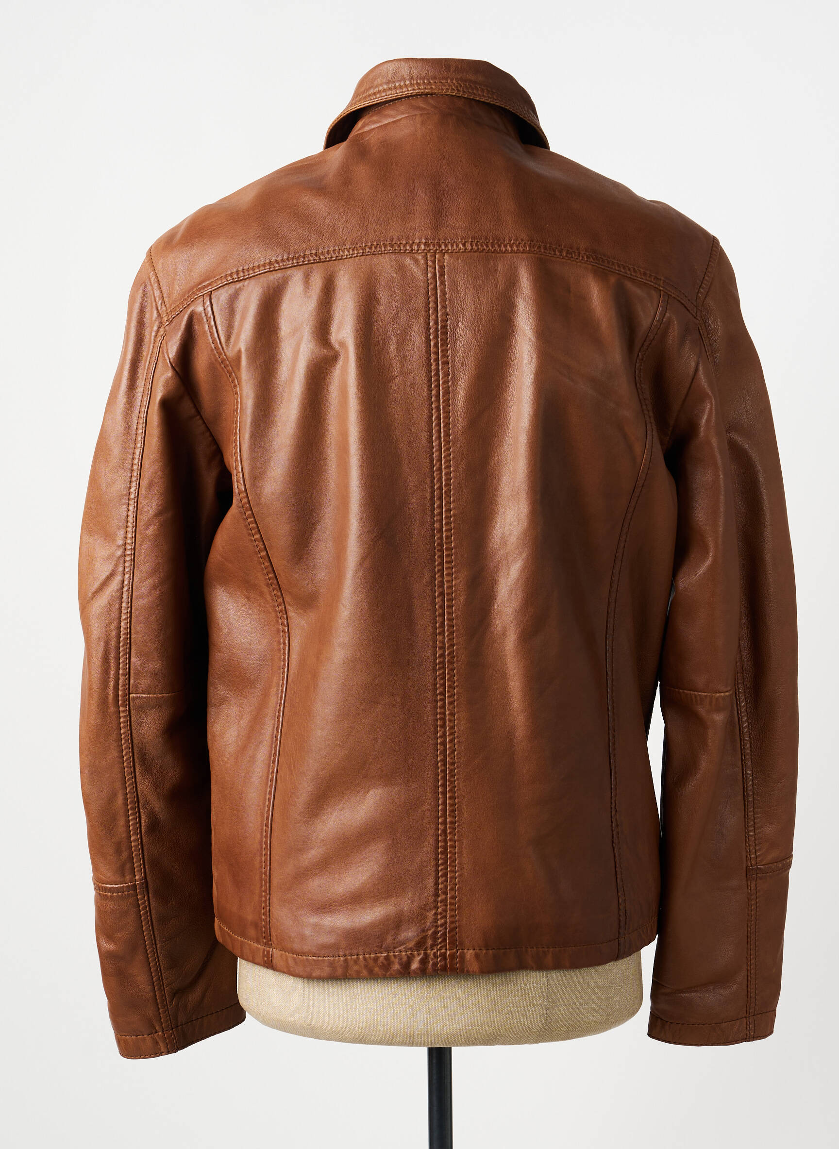Veste en cuir coupe cintrée marron OAKWOOD homme