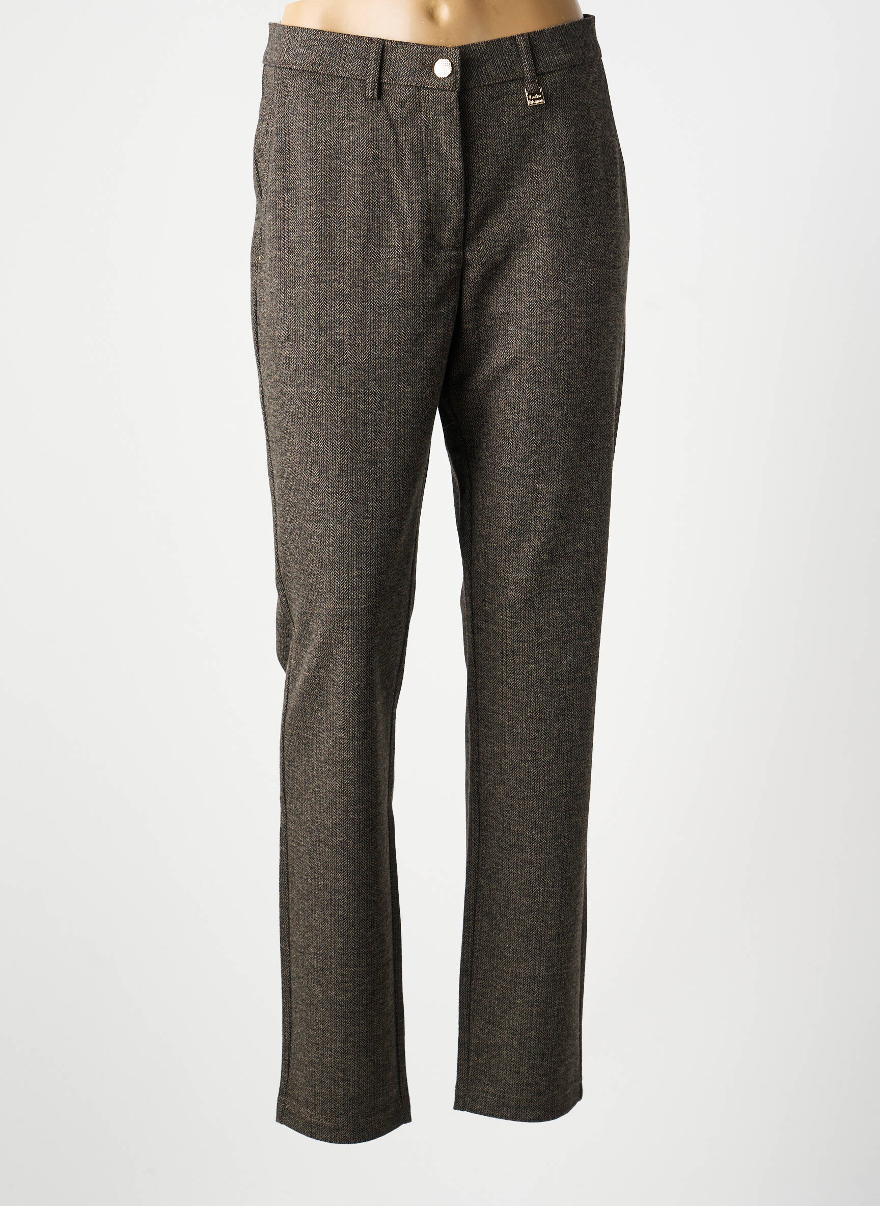 Pantalon chino stretch taille normale marron LCDN femme