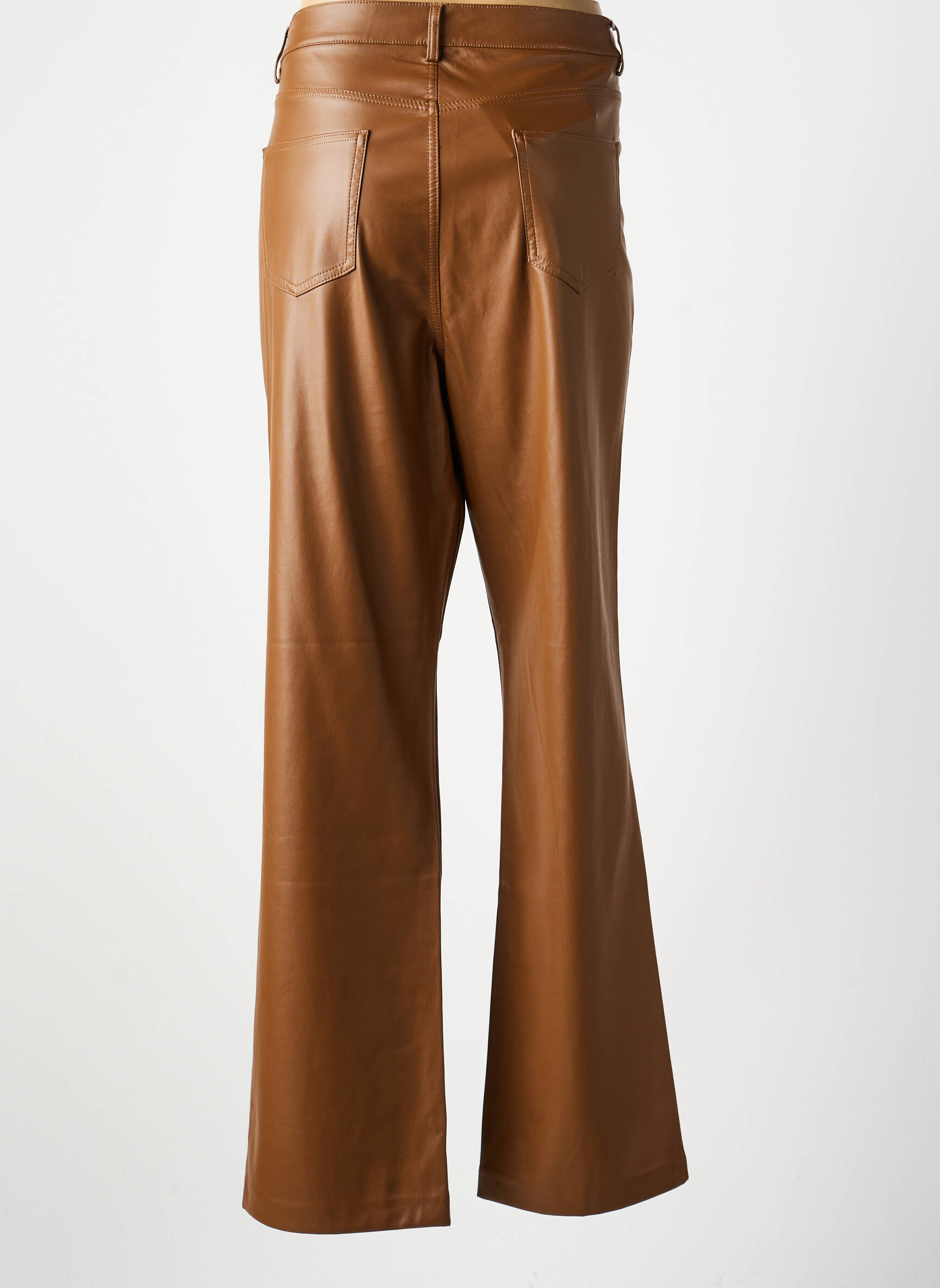 Pantalon droit fermeture zippée sous rabat boutonné taille normale marron LCDN femme