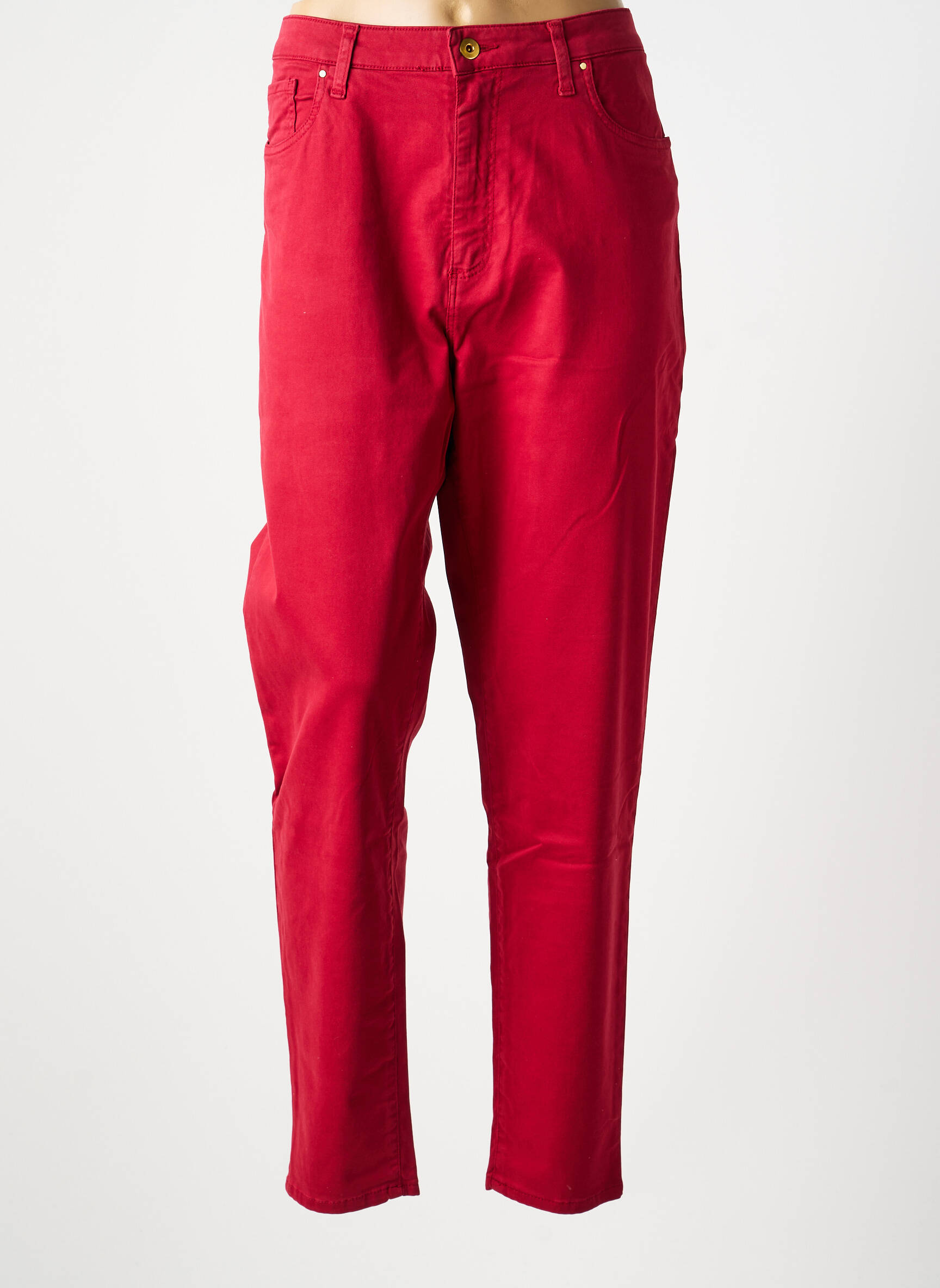 Jeans coupe slim stretch taille normale rouge LCDN femme