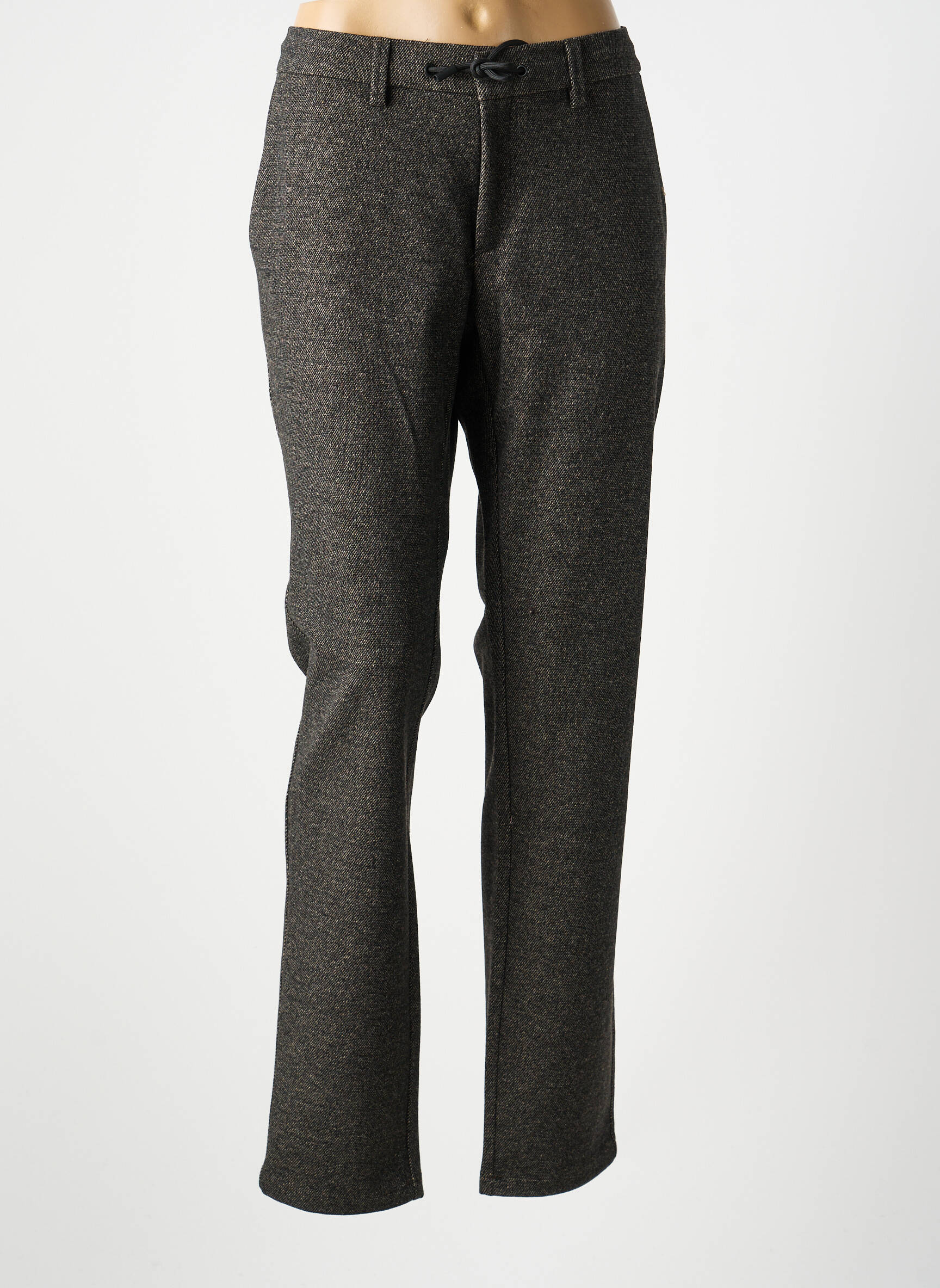 Pantalon chino fermeture zippée sous rabat avec crochet taille normale gris LCDN femme