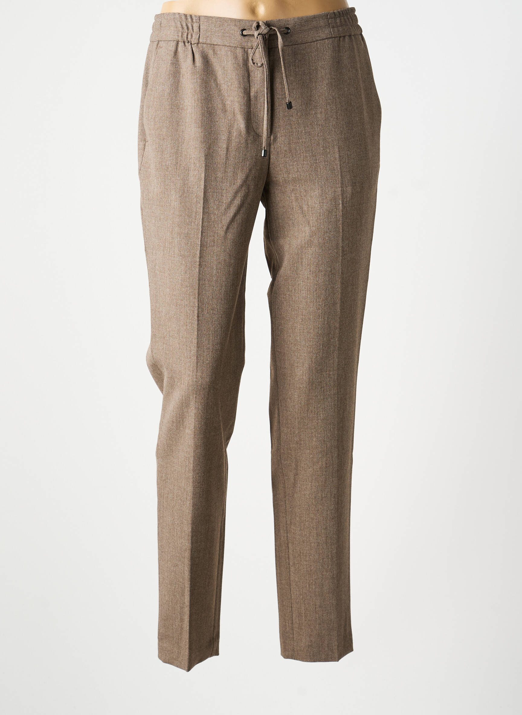 Pantalon chino fermeture zippée sous rabat avec crochet taille normale marron GERARD DAREL femme