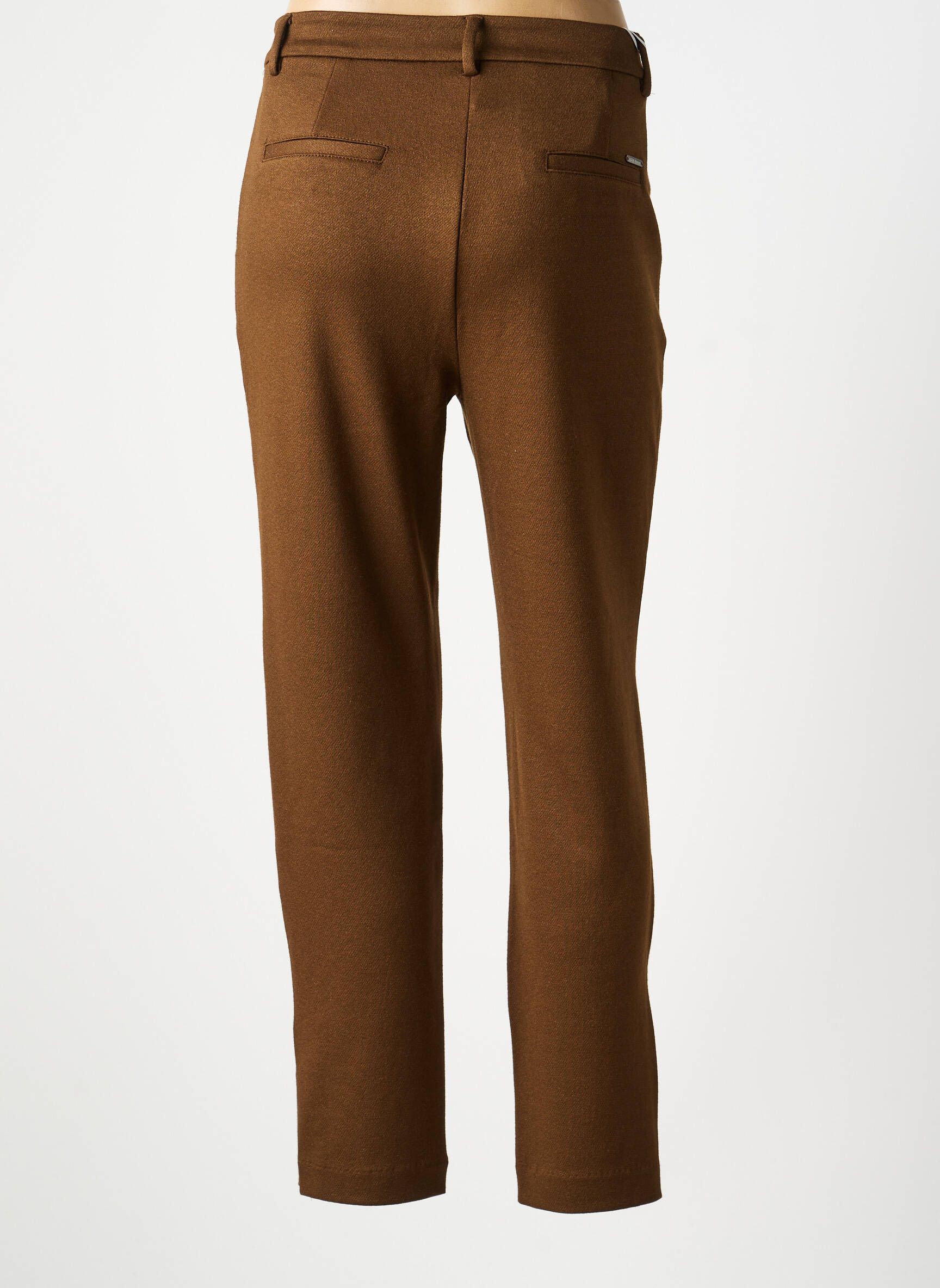 Pantalon chino fermeture zippée sous rabat avec crochet taille normale marron LCDN femme