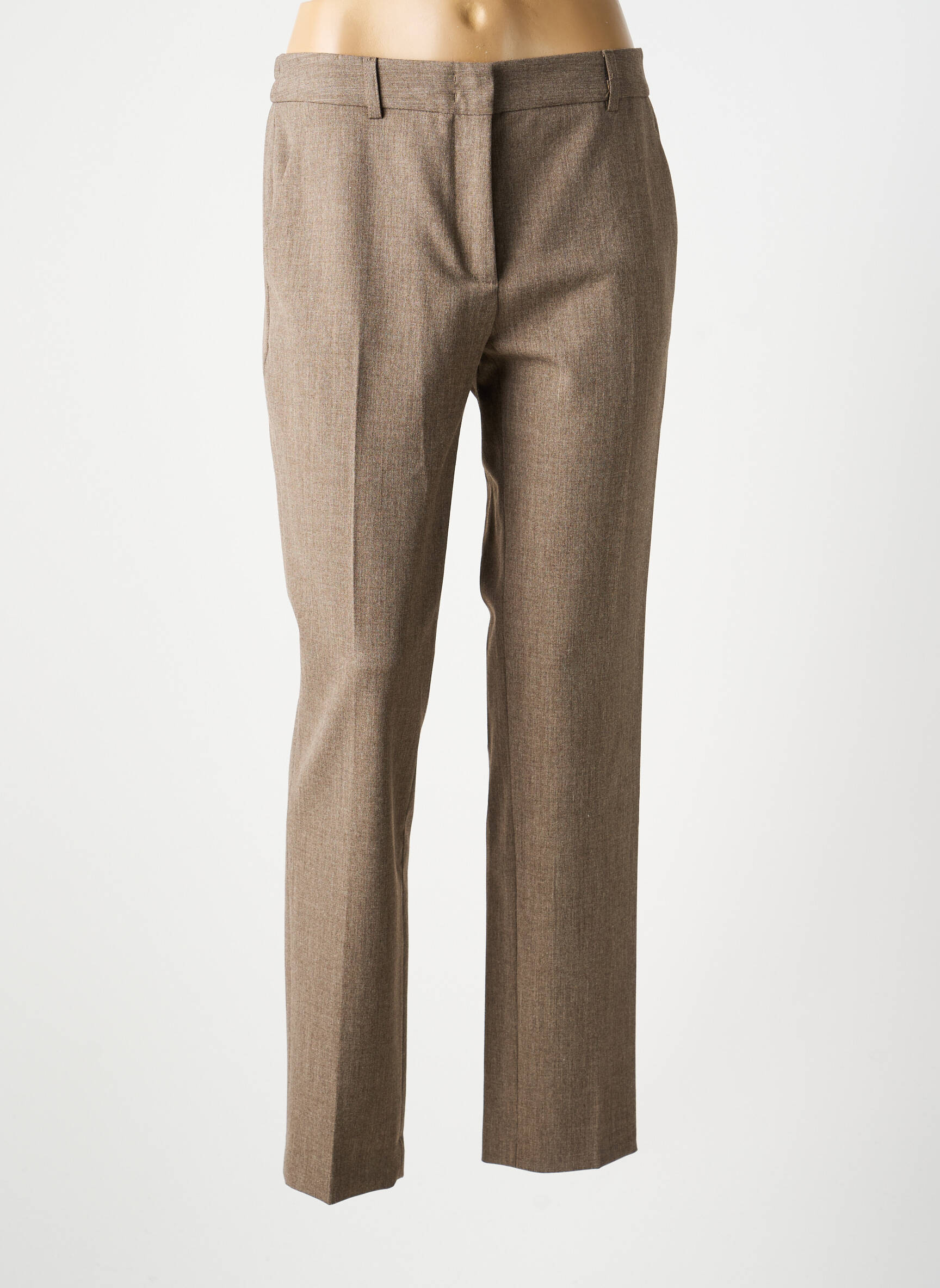 Pantalon chino fermeture zippée sous rabat avec crochet taille normale marron GERARD DAREL femme