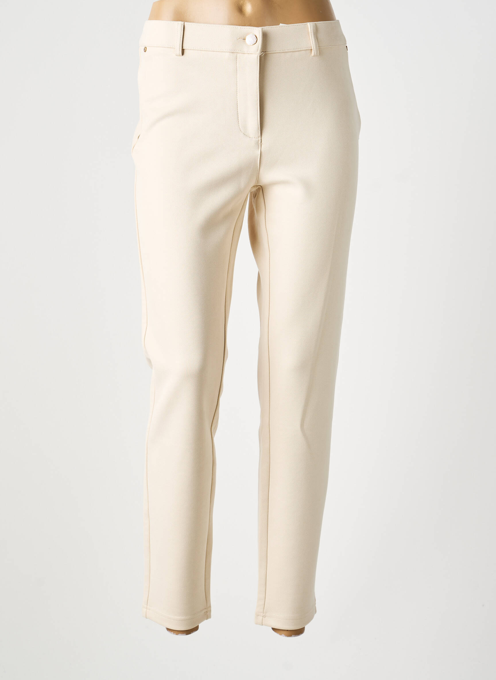 Pantalon chino stretch taille normale beige LCDN femme