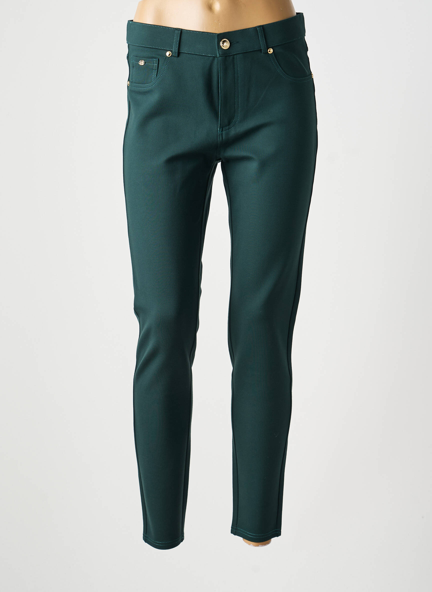 Pantalon slim stretch taille normale vert LCDN femme