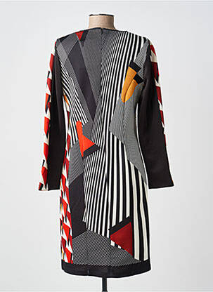 Robe mi-longue imprimé fantaisie manches longues noir GUY DUBOUIS femme