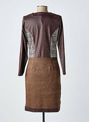 Robe mi-longue imprimé fantaisie manches longues marron MERI & ESCA femme