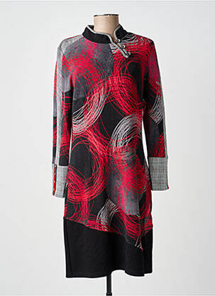 Robe mi-longue imprimé fantaisie manches longues rouge MERI & ESCA femme