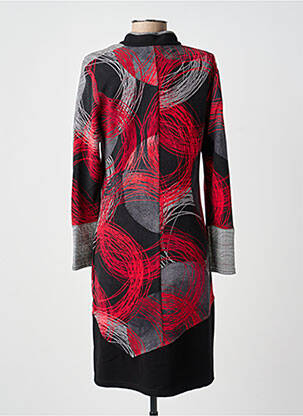 Robe mi-longue imprimé fantaisie manches longues rouge MERI & ESCA femme