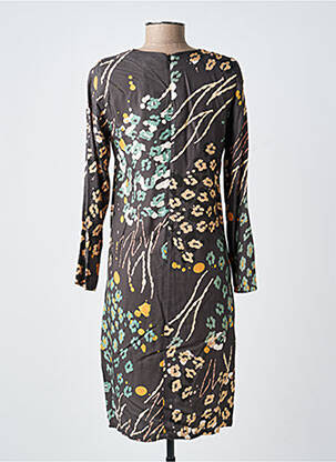 Robe mi-longue imprimé fantaisie manches longues marron MERI & ESCA femme