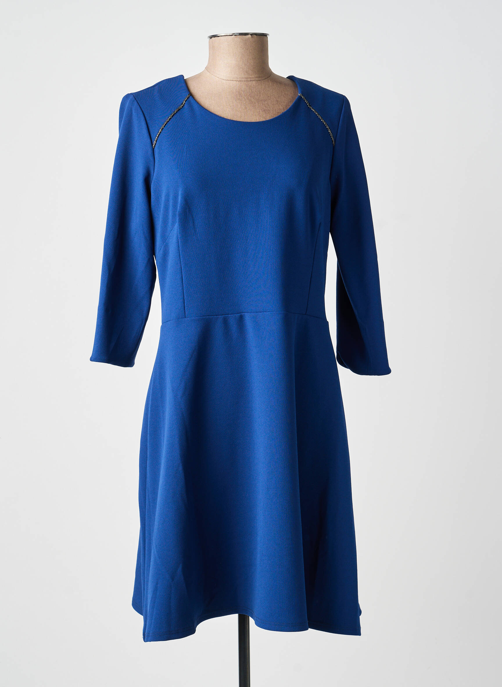 Robe mi-longue manches 3/4 manches 3/4 bleu FRANCE RIVOIRE femme