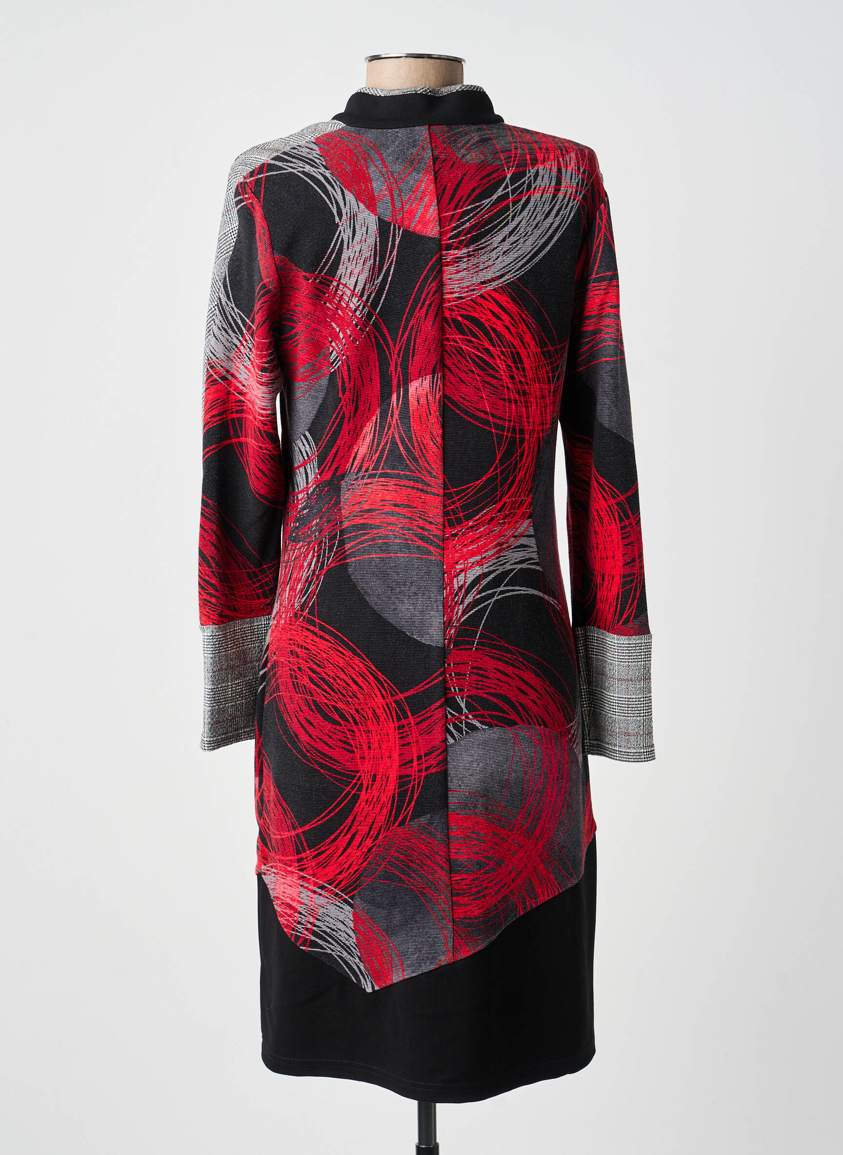 Robe mi-longue imprimé fantaisie manches longues rouge MERI & ESCA femme