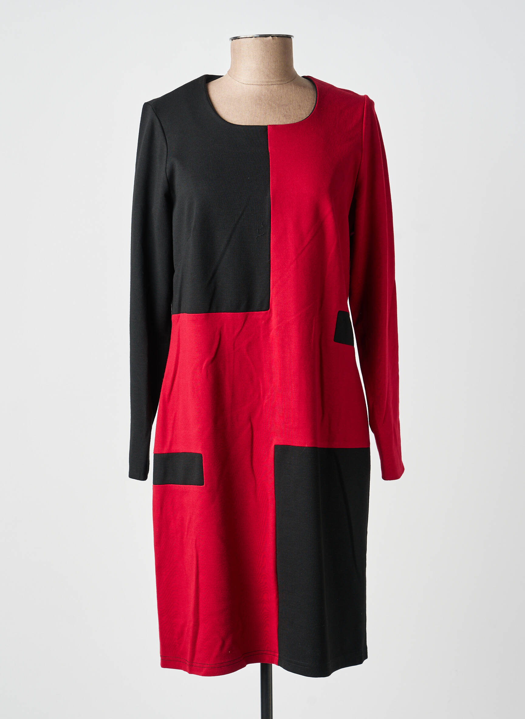 Robe mi-longue manches longues manches longues noir GUY DUBOUIS femme